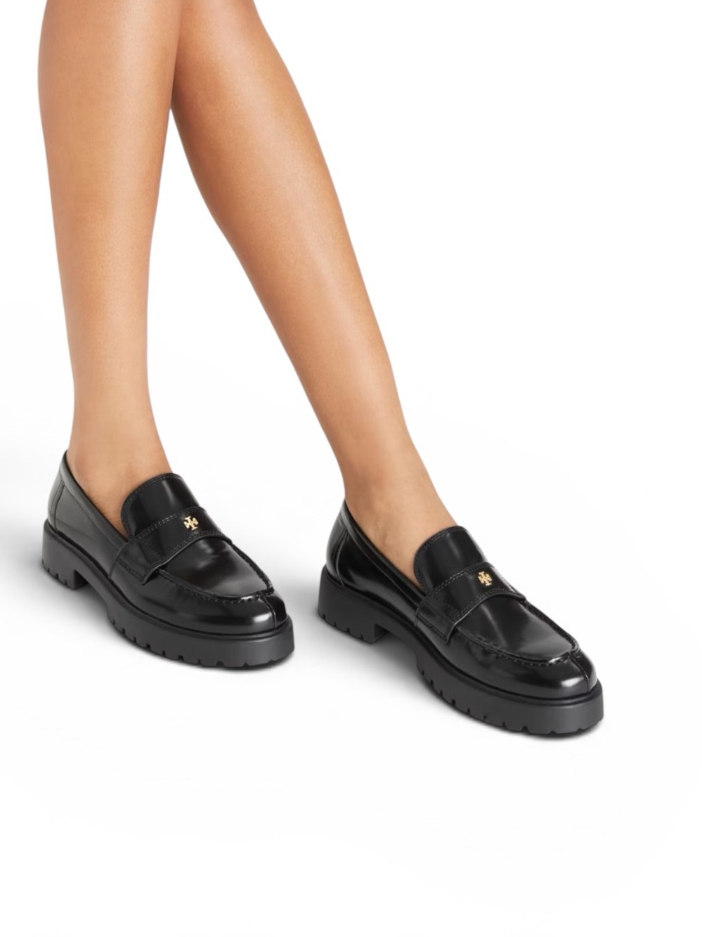 Tory Burch Classic Lug Loafer Black Patent Leather Sz 10